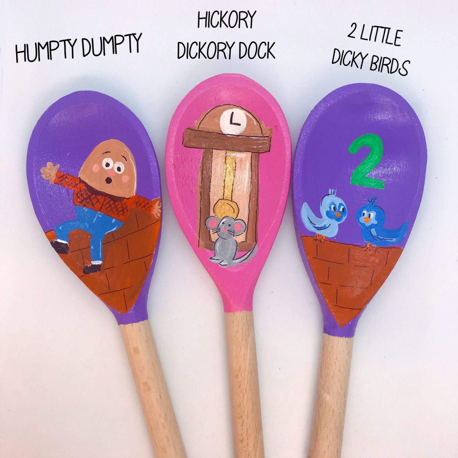 Wooden children’s nursery rhyme spoons